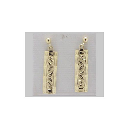 14k Gold Bamboo Hawaiian Post Earrings